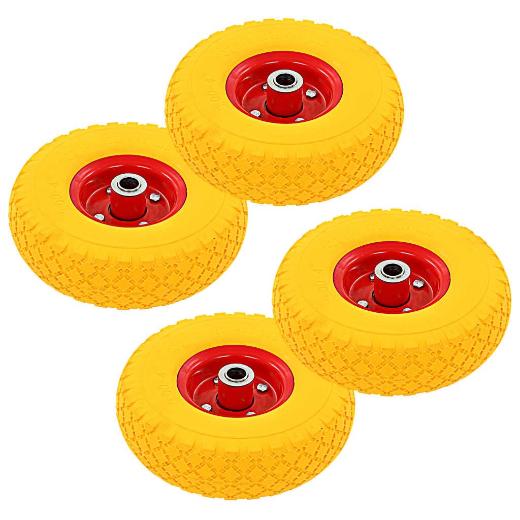 vidaXL Sackkarrenräder 4 Stk. PU 3.00-4 Vollgummireifen