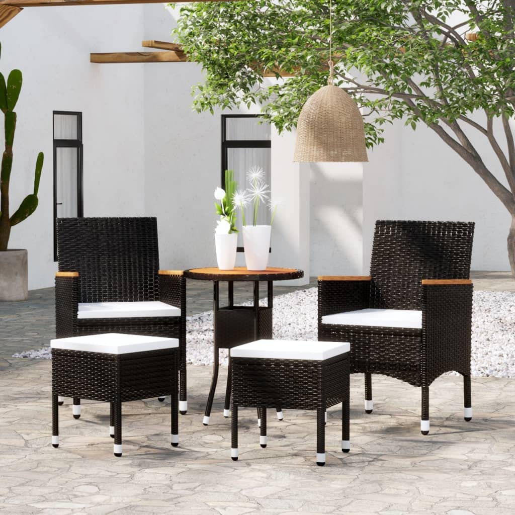 vidaXL Garten-Lounge-Set 5-TLG. Poly Rattan Schwarz