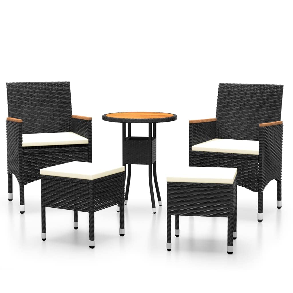 vidaXL Garten-Lounge-Set 5-TLG. Poly Rattan Schwarz