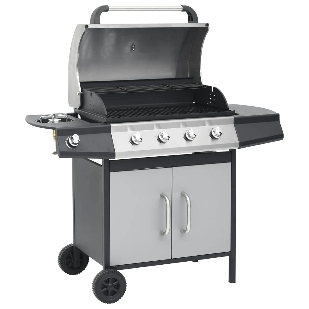 vidaXL Gasgrill 4+1 Flammen Grill Schwarz Edelstahl