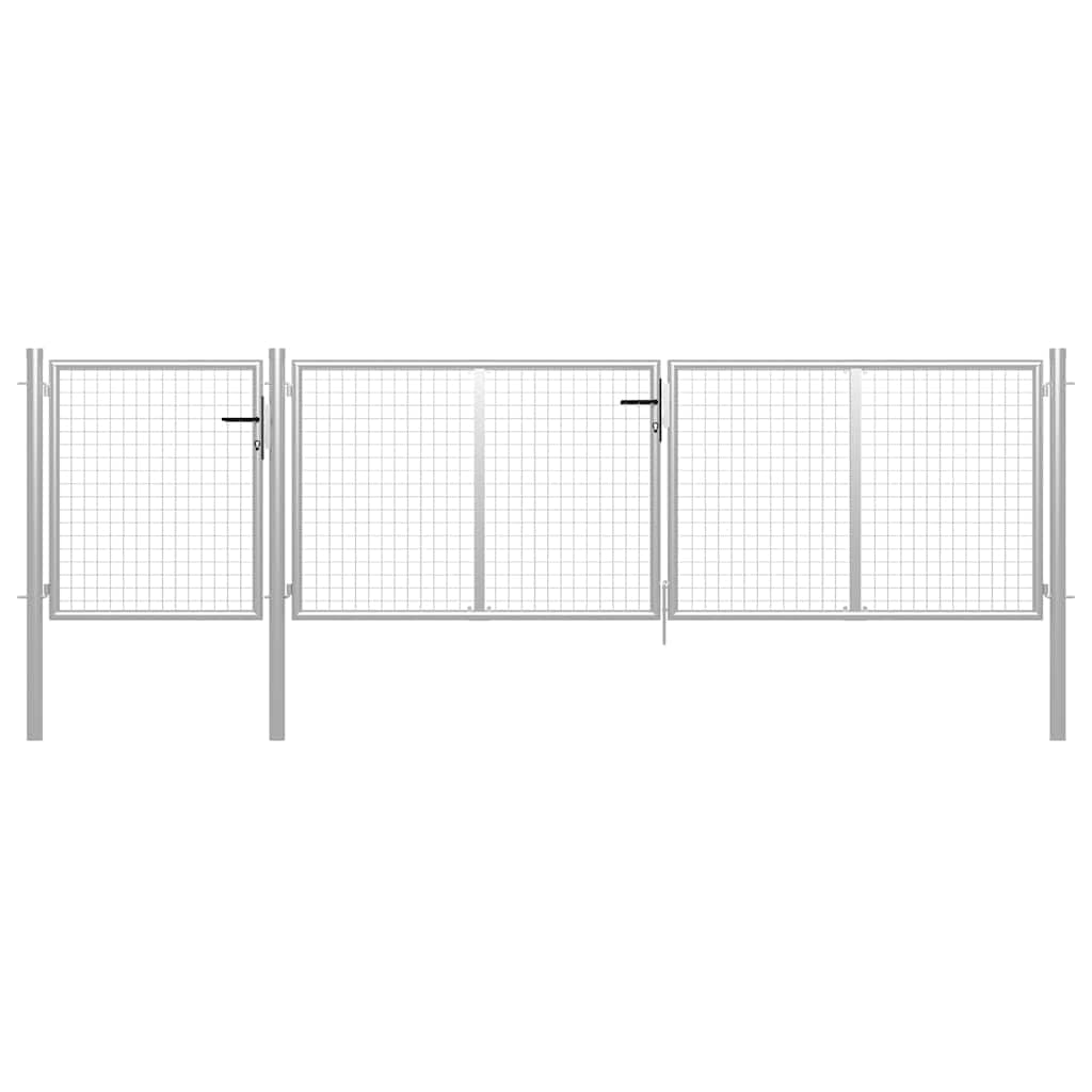 vidaXL Gartentor Stahl 400x75 cm silber mit Schloss