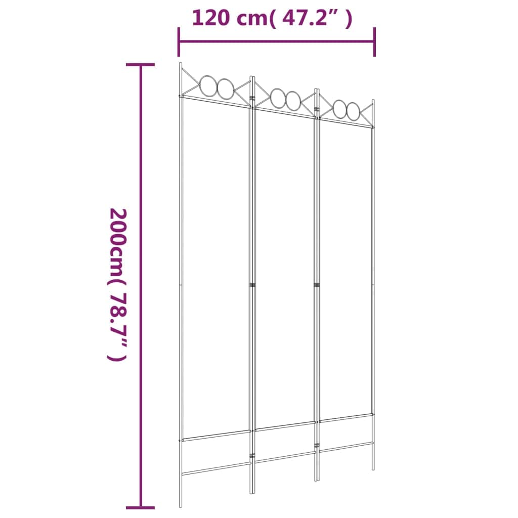 vidaXL Paravent 3-tlg. Raumtrenner 120x200 cm Schwarz Stoff