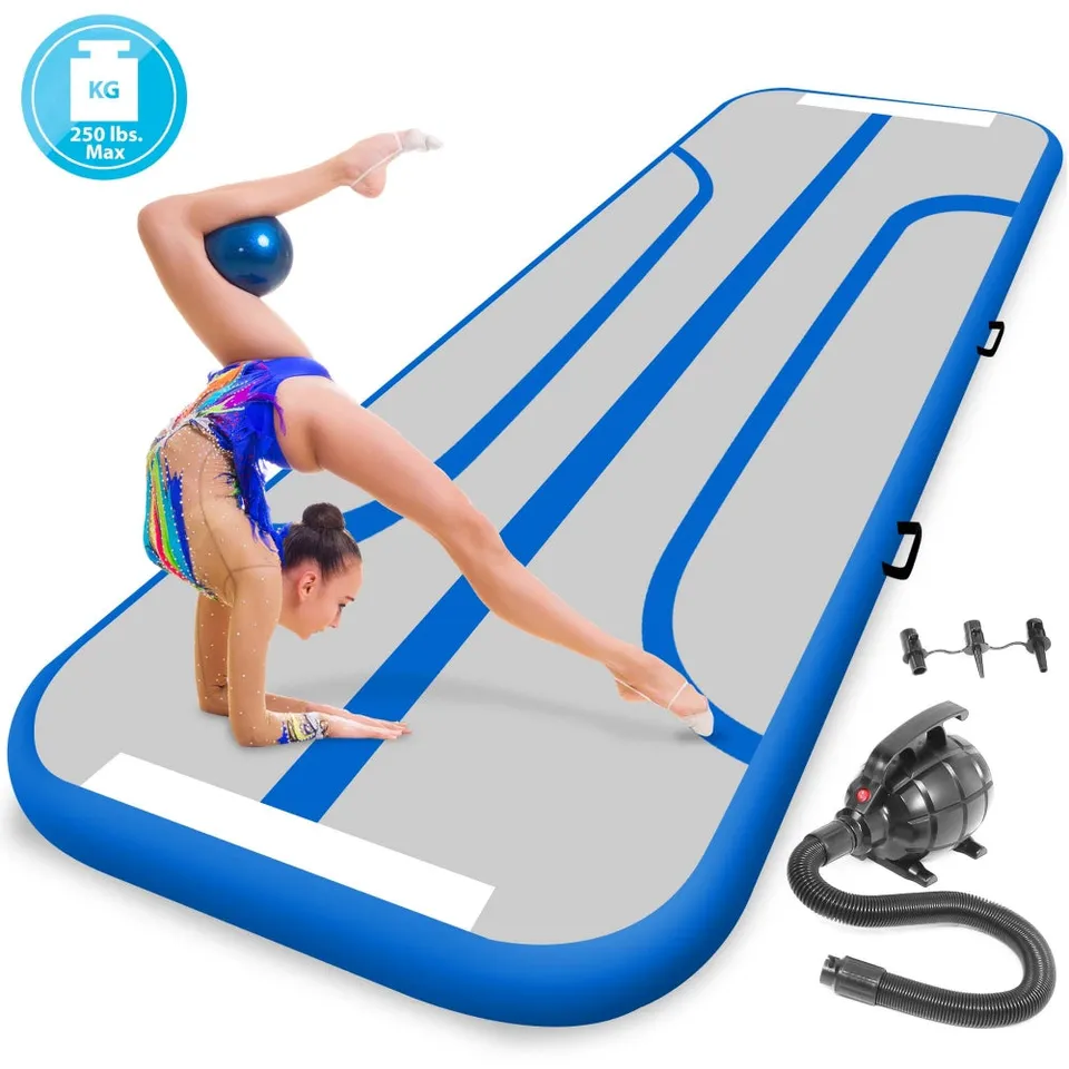 Serenelife Airtrack 13Ft Turnmatte aufblasbar blau mit Pumpe