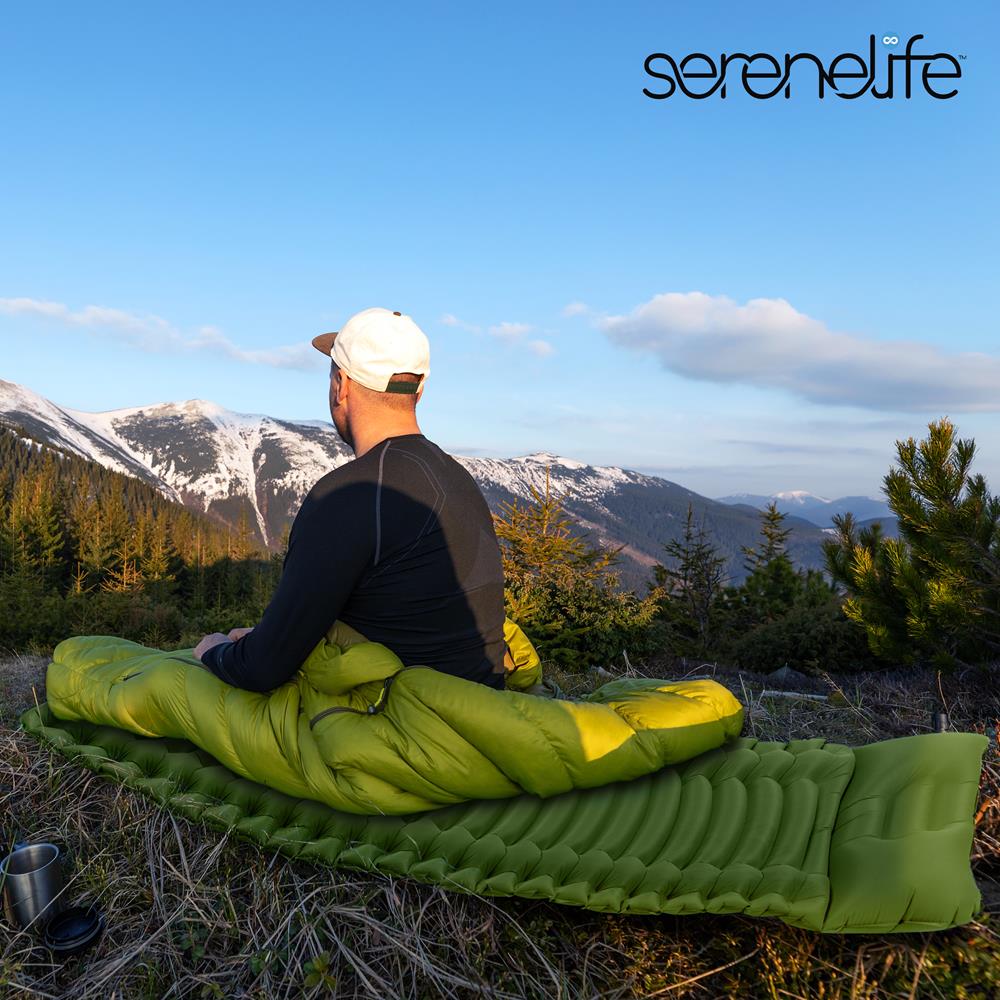 Serenelife Camping Isomatte mit Kissen grün 190 cm