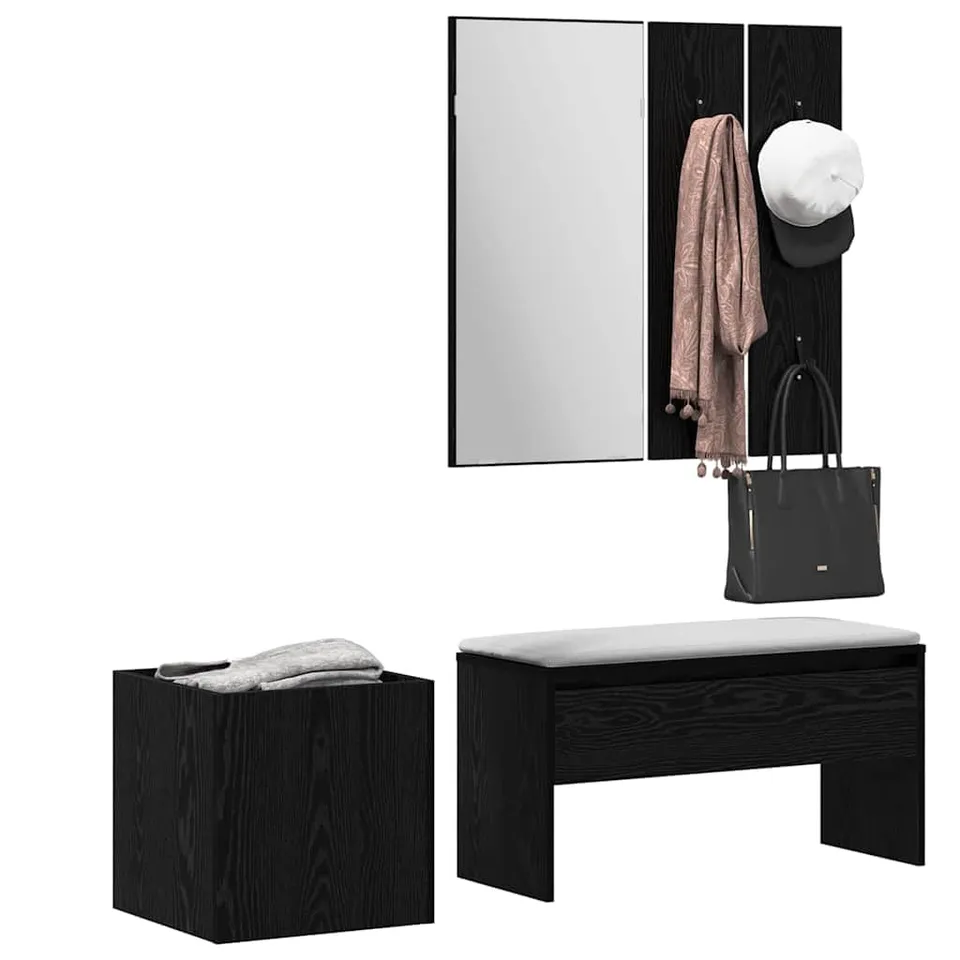 vidaXL Heim & Garten Flurmöbel-Set 5-tlg Schwarz Eiche 80cm