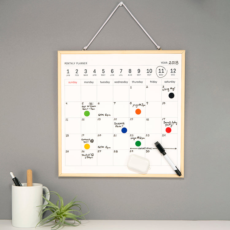 Kikkerland Home Whiteboard Kalender Monatskalender abwischbar