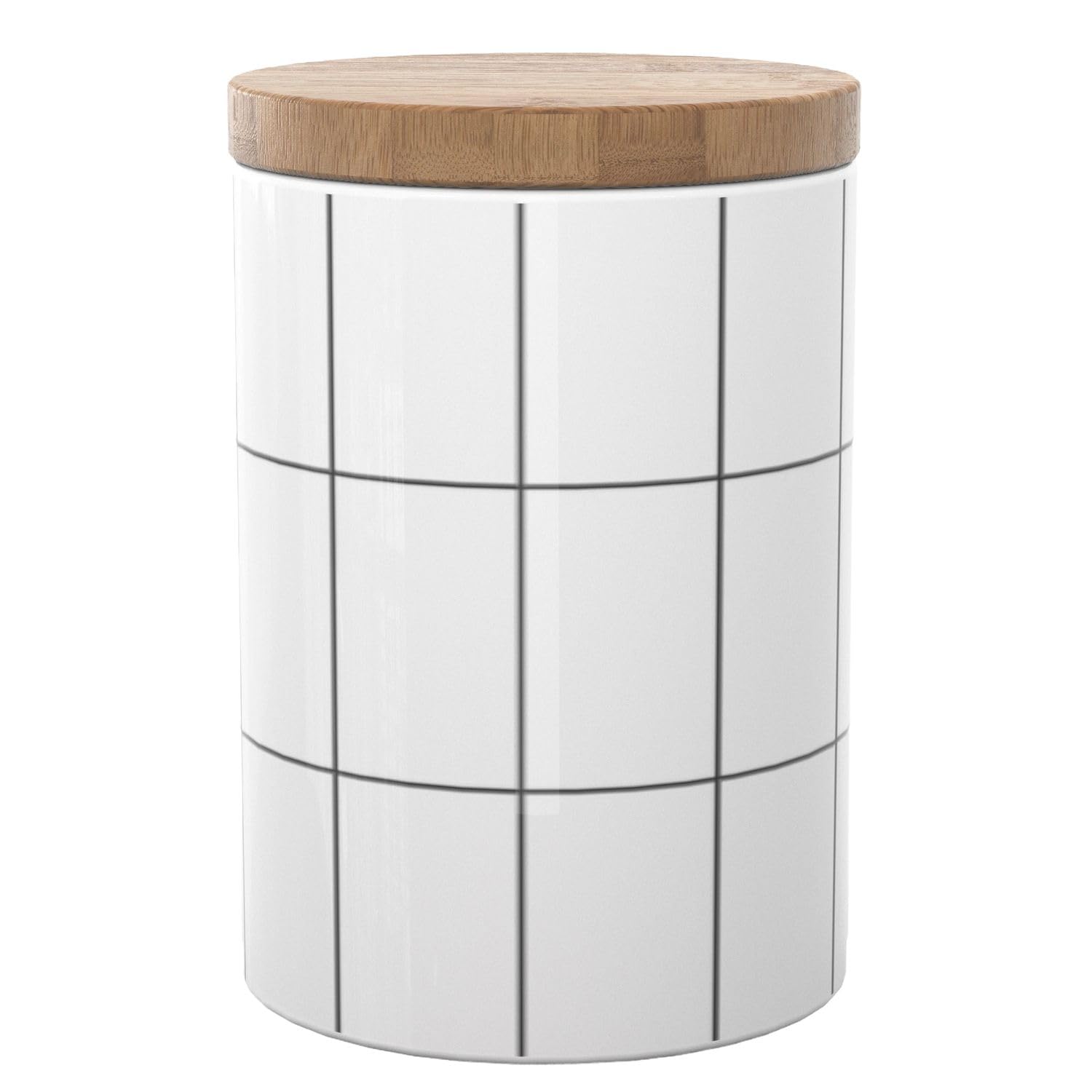 Intirilife Vorratsdose Keramik M 700 ml Holzdeckel Weiß