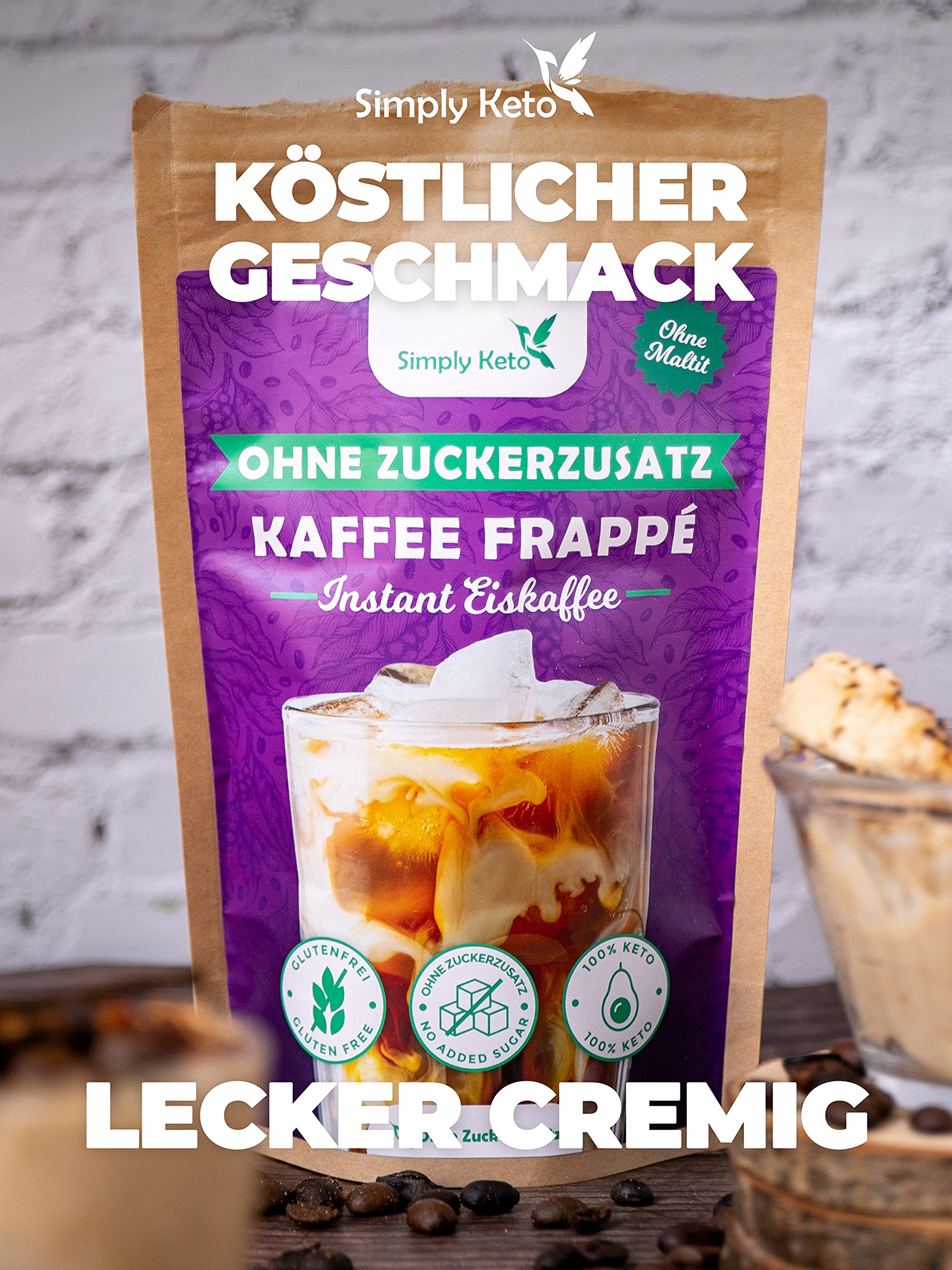Simply Keto Frappé Eiskaffee Pulver 200g ohne Zucker