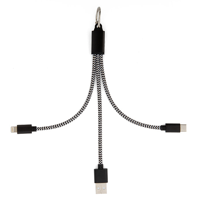 Kikkerland Tech & Stationery 3-in-1 Charging Keyring Ladekabel USB-C