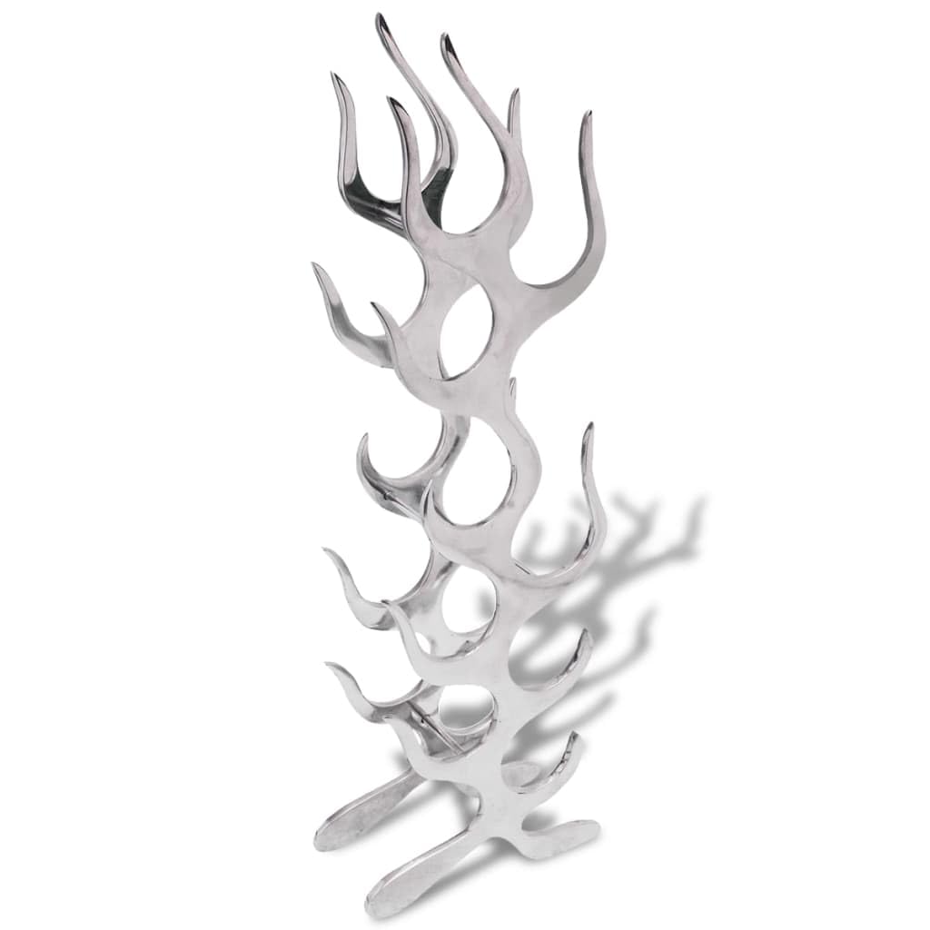 vidaXL Möbel Weinregal Flammenform Silber 9 Flaschen