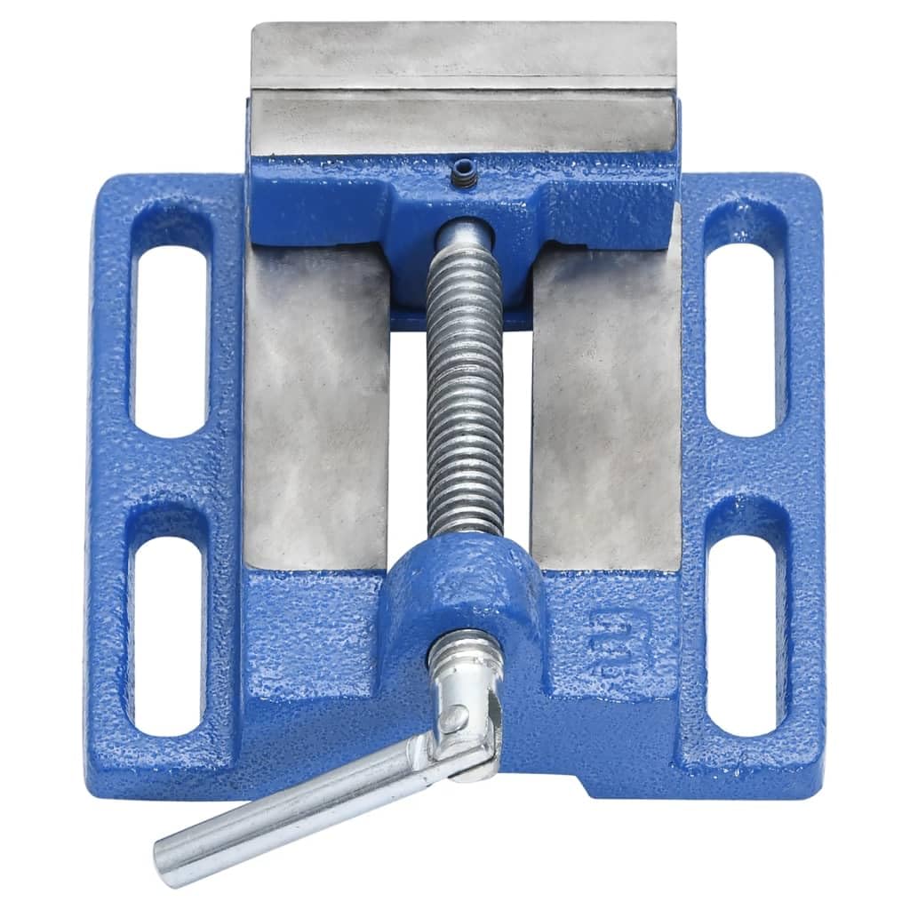 vidaXL Heimwerkerbedarf Maschinenschraubstock 76 mm Blau Gusseisen