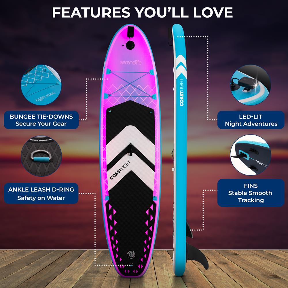 Serenelife SUP Board aufblasbar 320 cm LED Komplettset