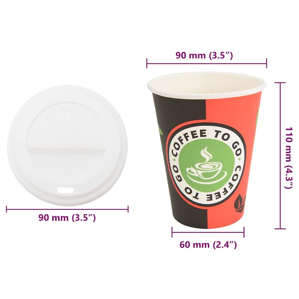 vidaXL Pappbecher mit Deckel 4oz 100ml 1000 Stück auslaufsicher