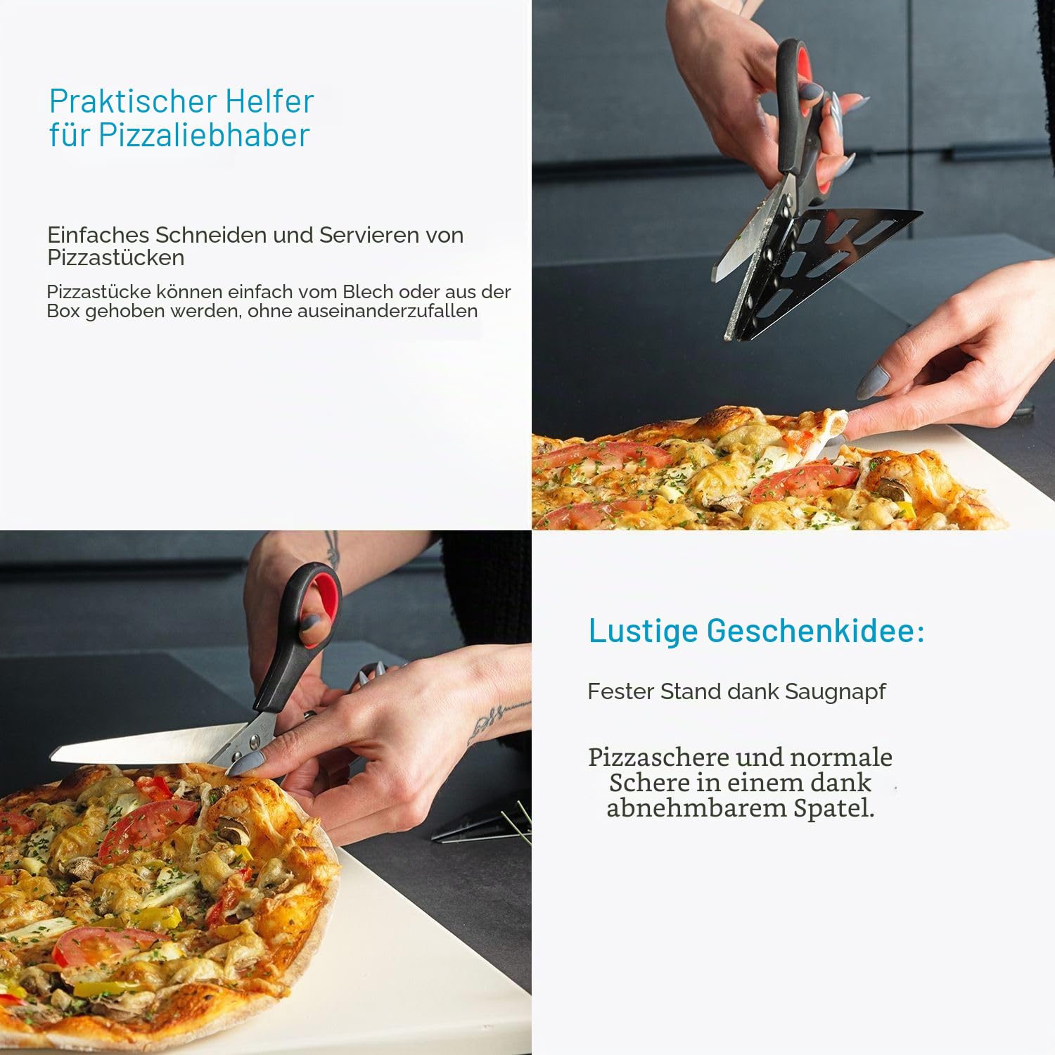 Intirilife 2 in 1 Pizzaschere Edelstahl 27,5 cm mit Heber