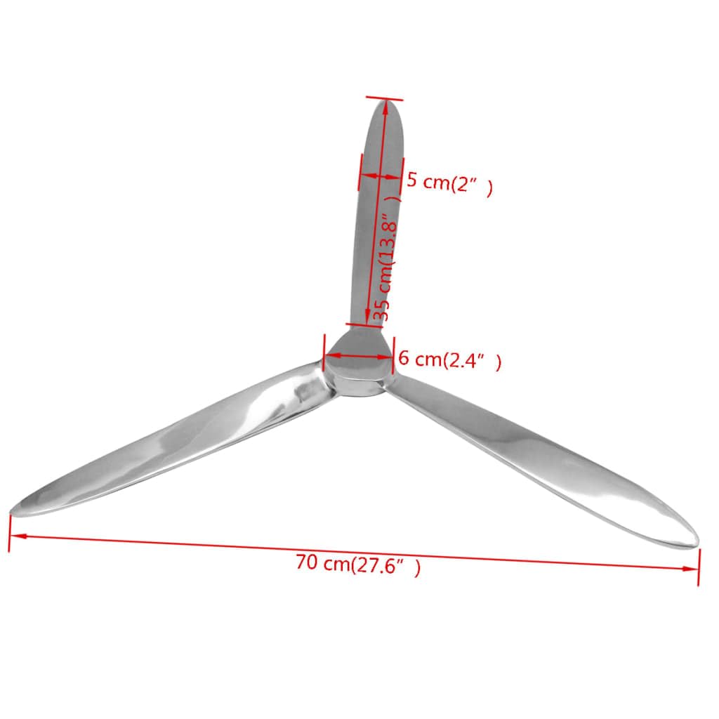 vidaXL Wanddekoration Propeller 70 cm Alu Silber