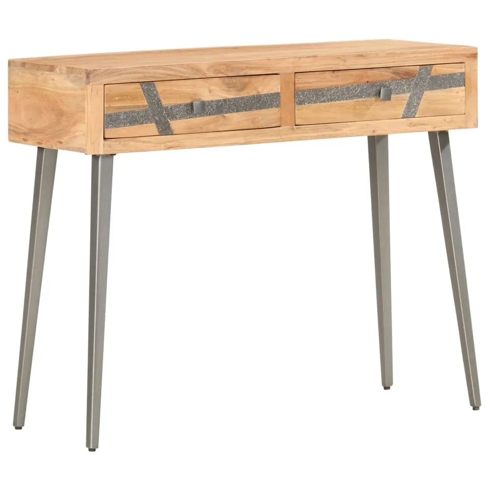 vidaXL Möbel Konsolentisch 90x30x75cm Akazienholz 2 Schubladen
