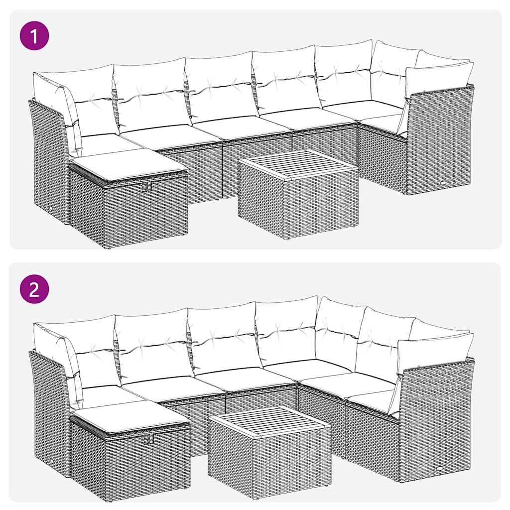 vidaXL Heim & Garten 8-tlg Garten-Sofagarnitur Schwarz Poly Rattan