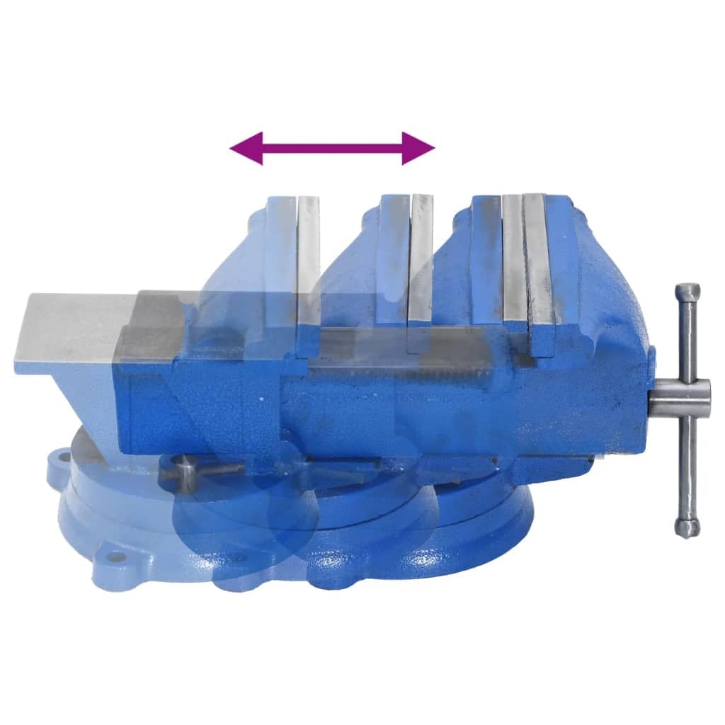 vidaXL Schraubstock Tischschraubstock 100mm Blau Gusseisen
