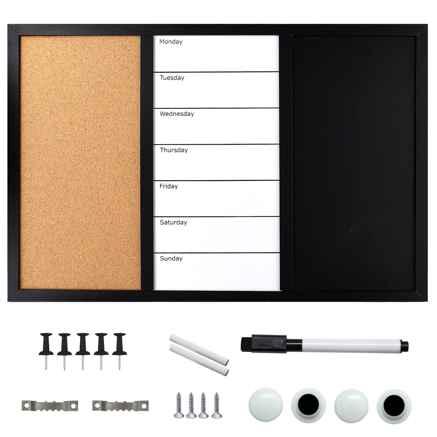 Intirilife Kombitafel 3in1 60x40 cm Kreide Whiteboard Kork