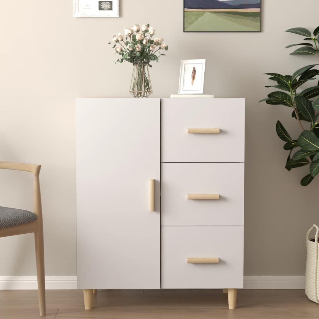 vidaXL Sideboard Weiß 69,5x34x90cm Holzwerkstoff 3 Schubladen