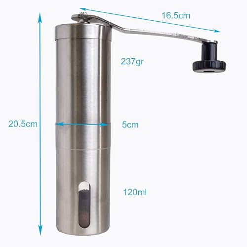 Intirilife Kaffeemühle manuell Edelstahl Silber 120 ml