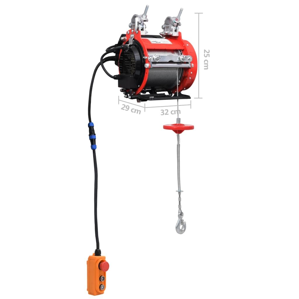 vidaXL Elektrisches Hebezeug Seilzug 500 kg 230 V Stahl Rot