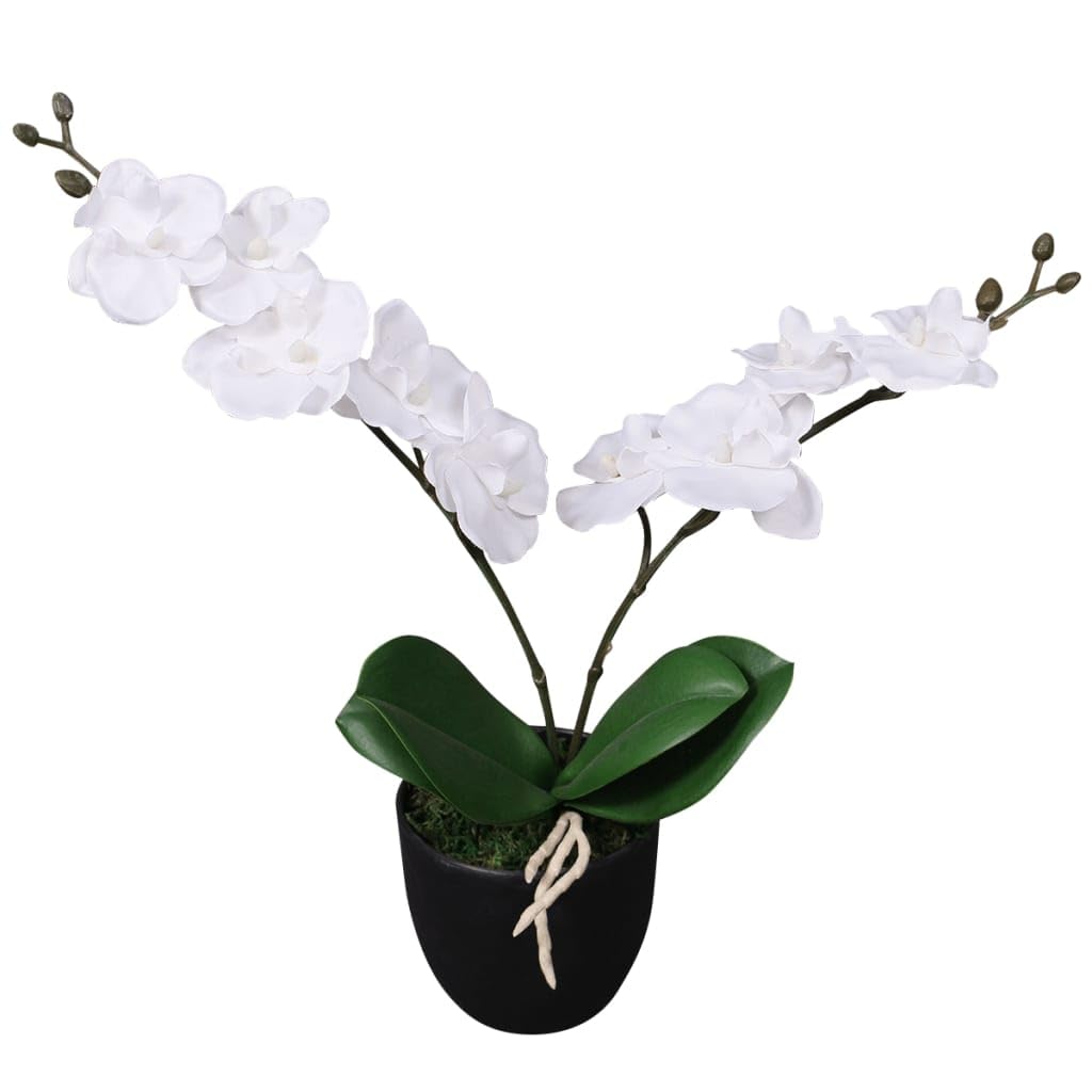vidaXL Künstliche Orchidee weiß mit Topf 30 cm 9 Blüten