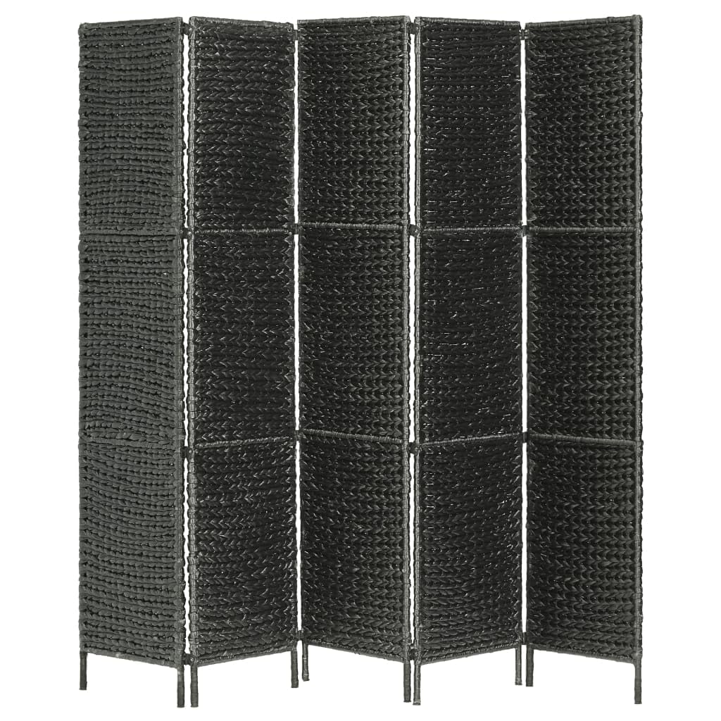 vidaXL Paravent 5-teilig schwarz 193x160 cm Wasserhyazinthe