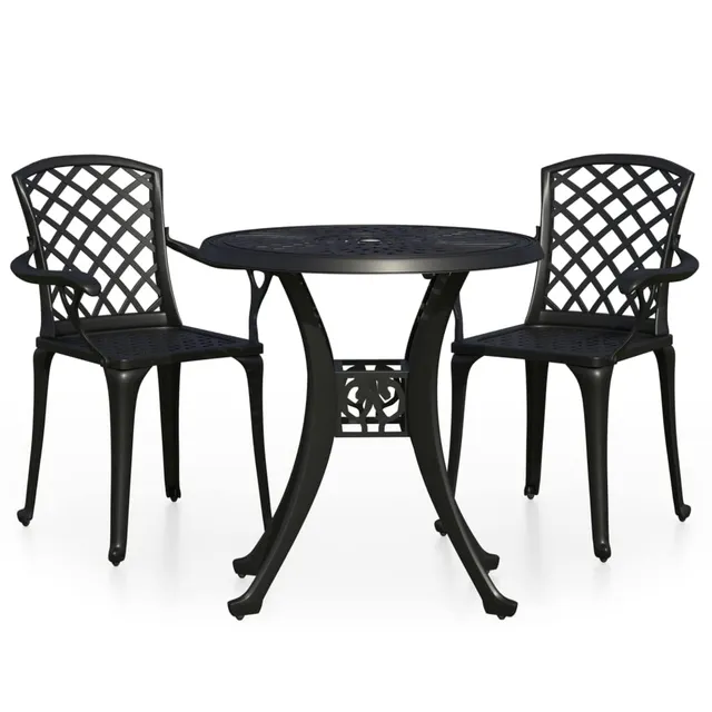 vidaXL Heim & Garten Bistro-Set 3-tlg Aluminiumguss Schwarz