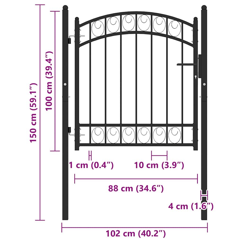 vidaXL EMMEN Zauntor 104x86cm Stahl Schwarz Bogen