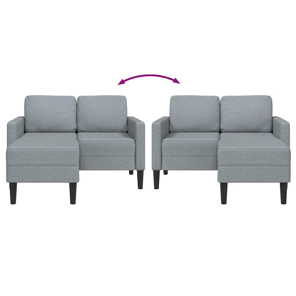 vidaXL 2-Sitzer-Sofa Hellgrau 125 cm Stoff L-Form mit Chaiselongue