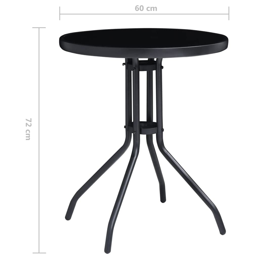 vidaXL Bistroset 3-tlg Balkonset Glas/Stahl Schwarz Anthrazit