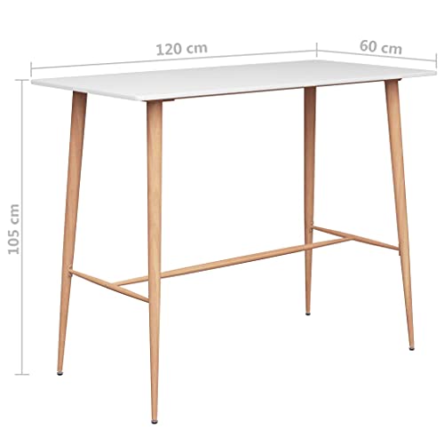 vidaXL Bartisch Bartresen Stehtisch Weiß 120x60x105cm MDF