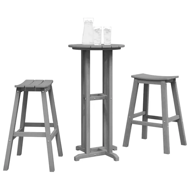 vidaXL Bar Set Hellgrau 3-tlg HDPE Garten