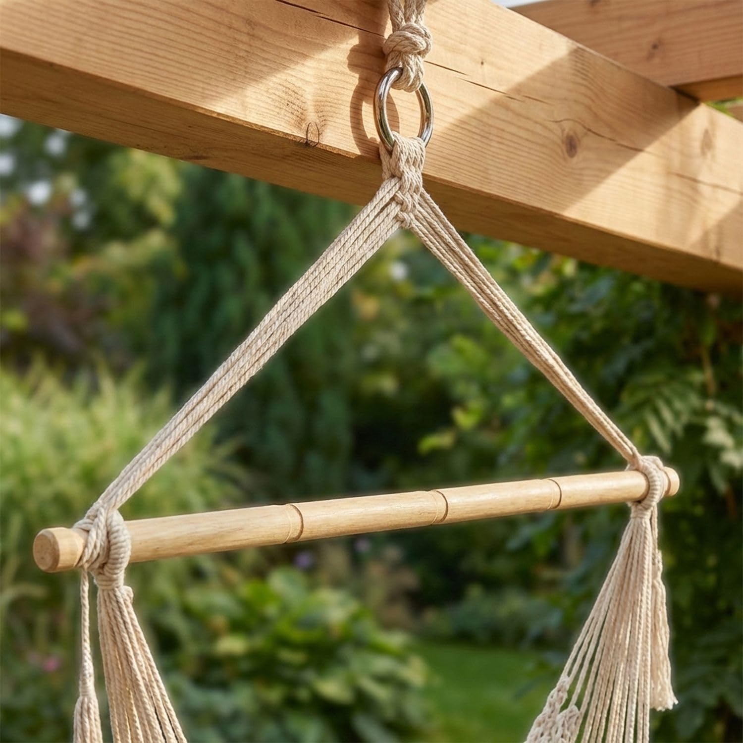 Intirilife Hängesessel Makramee Beige 120x100 Baumwolle Boho
