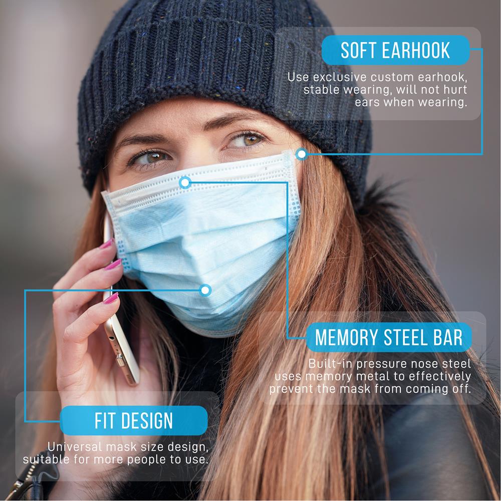 Serenelife Health Masken Einweg Blau 1000 Stück 3-lagig