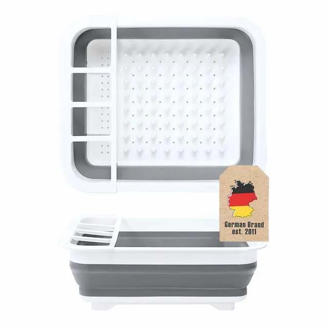 Intirilife Küche Abtropfgestell grau-weiß 36x30,5x12 cm faltbar