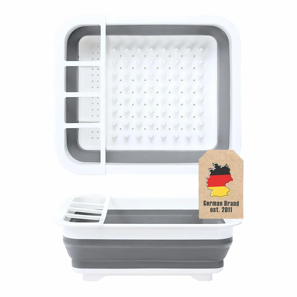Intirilife Küche Abtropfgestell grau-weiß 36x30,5x12 cm faltbar