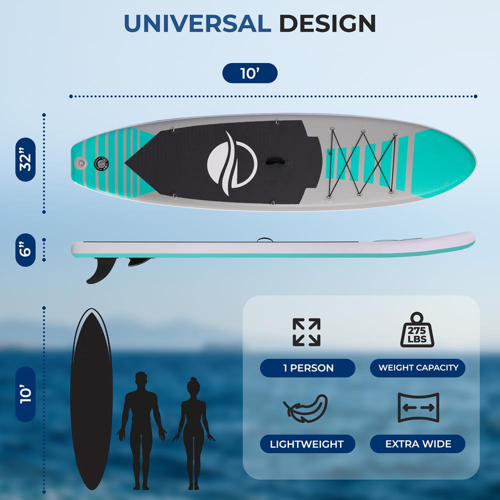 Serenelife SUP Board aufblasbar 320cm Teal mit Paddel