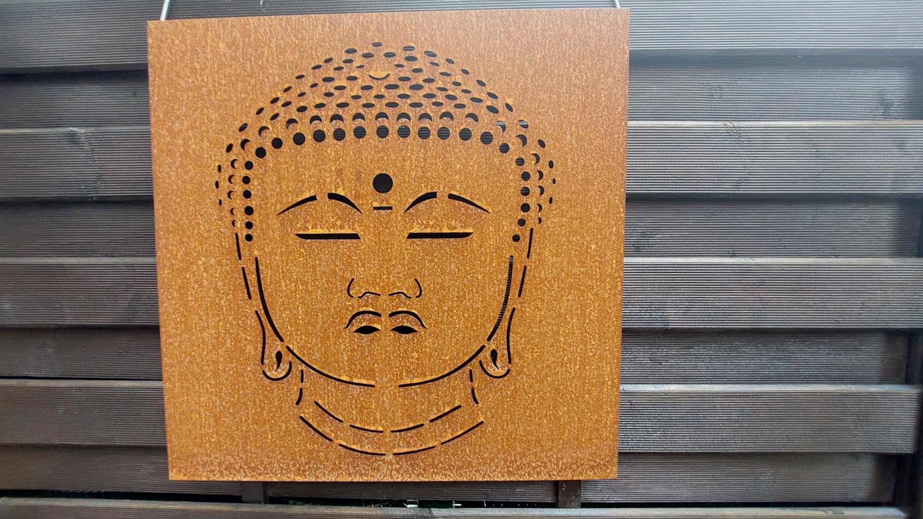 vidaXL Garten-Wanddeko 55x55cm Cortenstahl Buddha-Kopf Rost