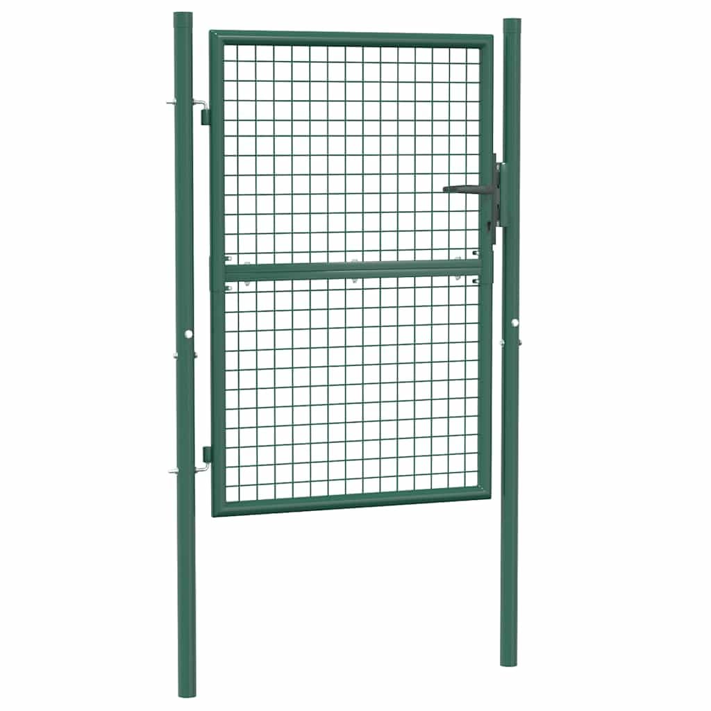 vidaXL Zauntor Stahl grün 100x125 cm abschließbar mit Pfosten