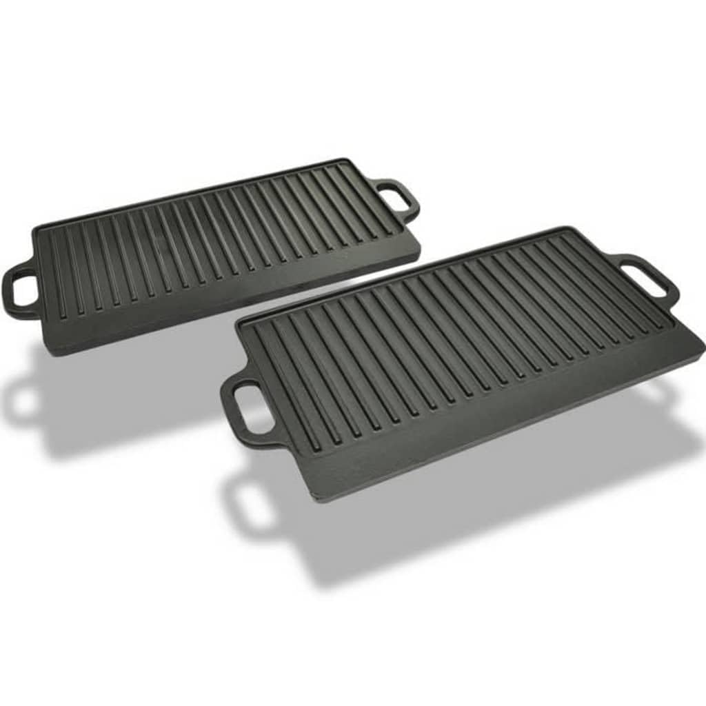 vidaXL Heim & Garten Grillplatte Wendeplatte Gusseisen 38x23 2 Stk