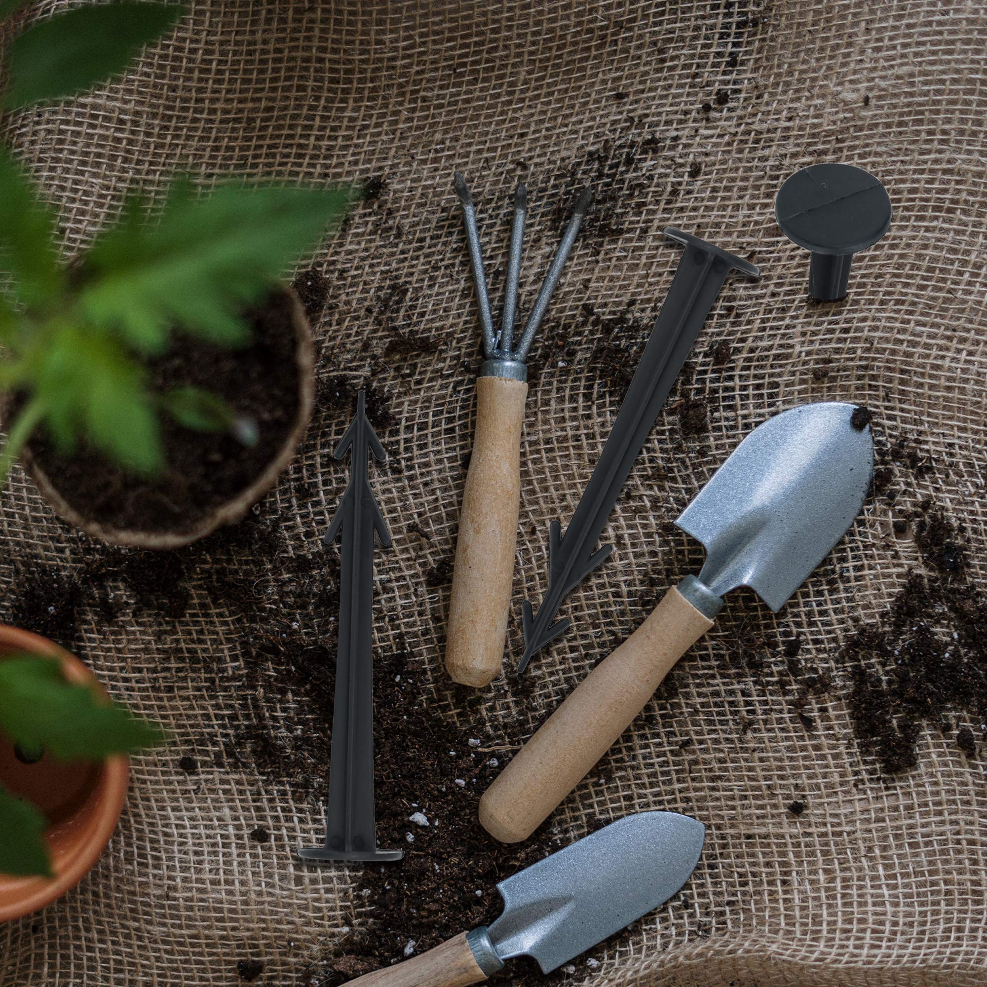 Intirilife Erdanker Kunststoff Schwarz 12 cm 100 Stück Vlies