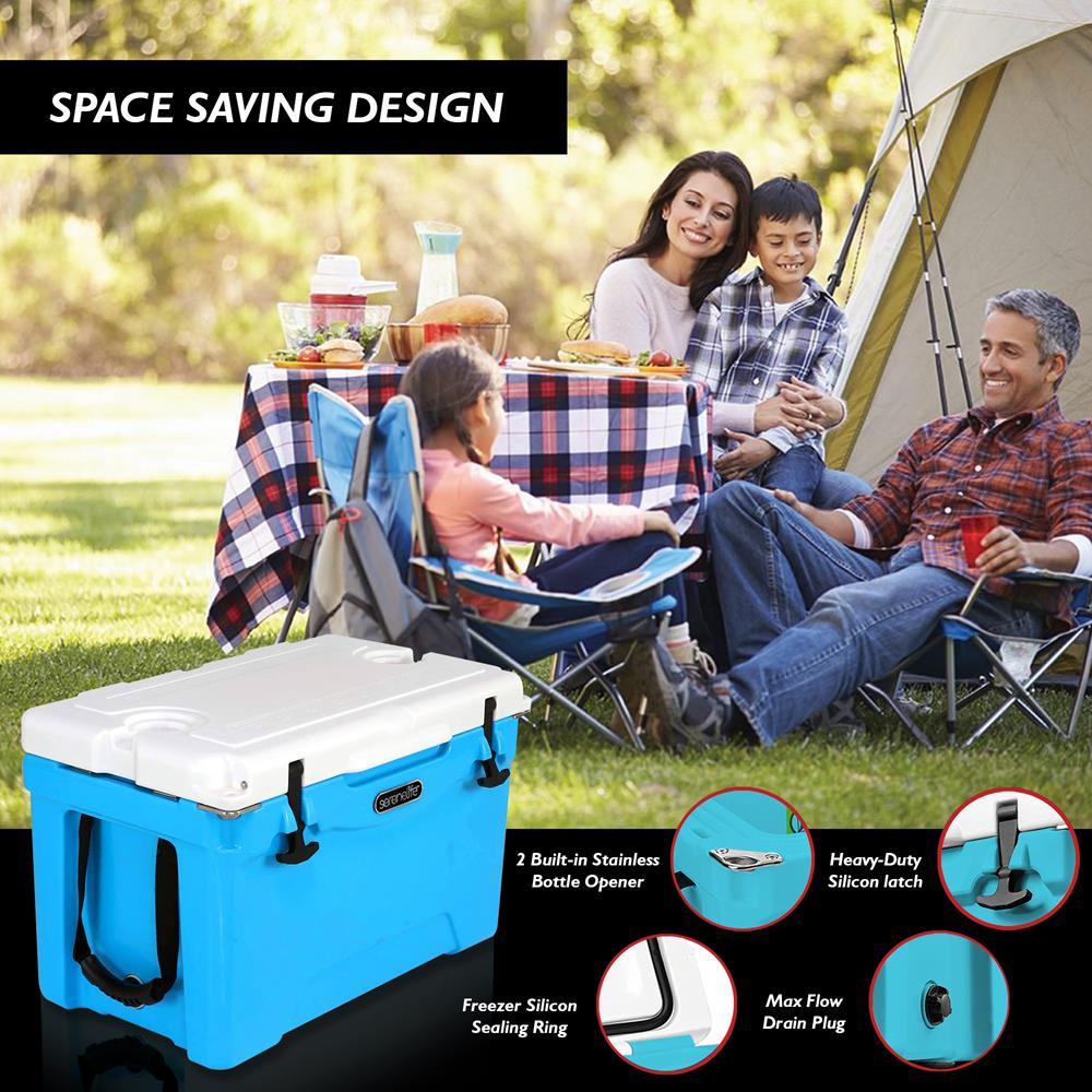 Serenelife Camping 50 Qt Kühlbox Blau 5 Tage Eis