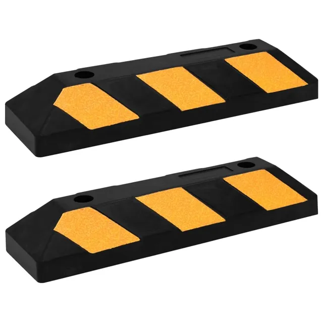 vidaXL Radstopper 2er Parkstopper Gummi reflektierend 56x15x10cm