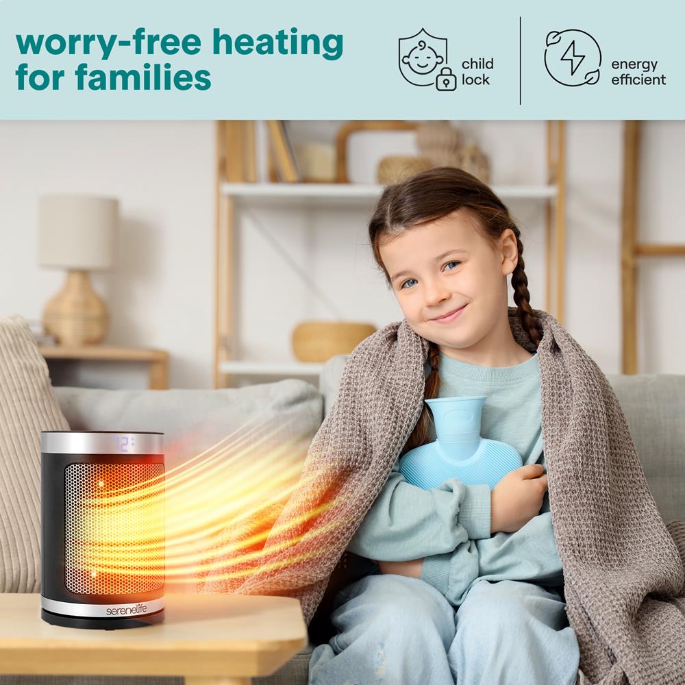 Serenelife Heizlüfter Keramik 1500W Schwarz Thermostat Fernbedienung