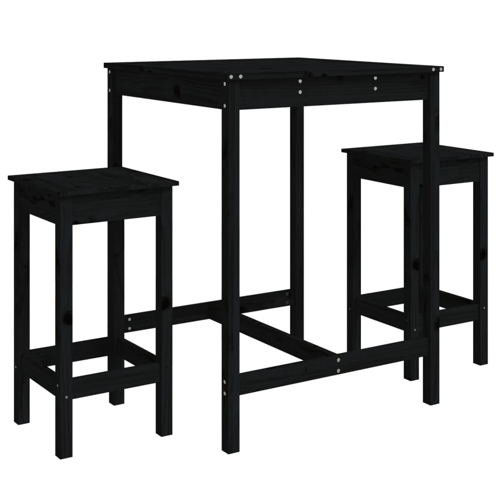 vidaXL 3-tlg. Gartenbar-Set Bartisch schwarz ohne Lehne