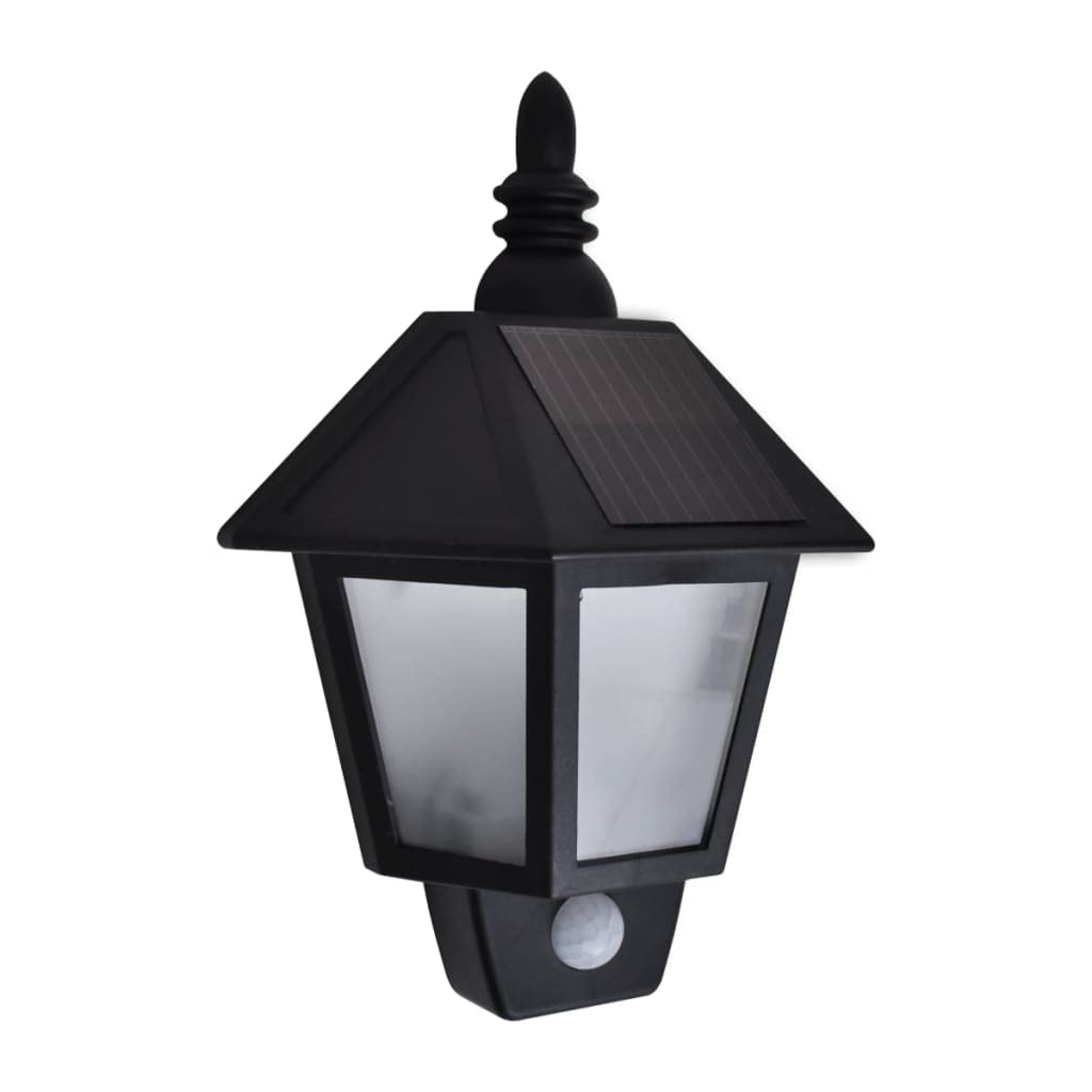 vidaXL Solar-Wandleuchten 2 Stk. Bewegungsmelder Schwarz