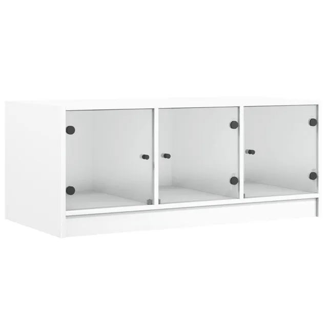 vidaXL Couchtisch Glastüren Weiß 102x50x42 cm Tisch