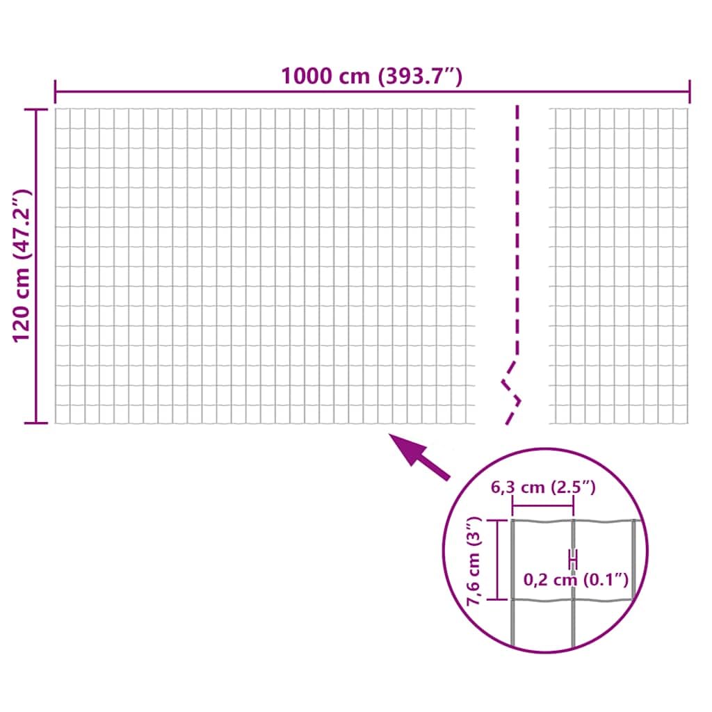 vidaXL Heimwerkerbedarf Euro-Zaun Gitterzaun 10x1,2 m grau PVC